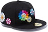 Shop New Era x Takashi Murakami 59Fifty Fitted Hat Black Rainbow "Flower Allover"