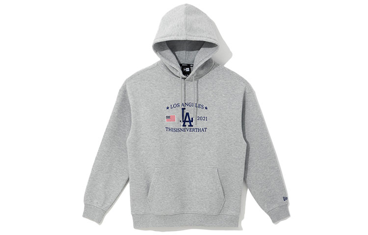 New Era Thisisneverthat MLB LA Dodgers Logo Hoodie Grey Unisex Pullover 13038057