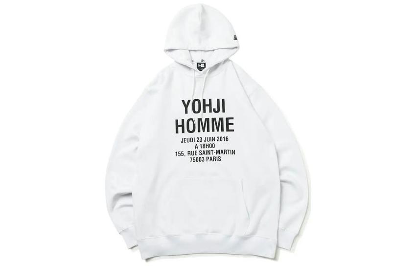 New Era Yohji Yamamoto SS23 Letter Print White Hoodie Unisex Collaboration NE-0281