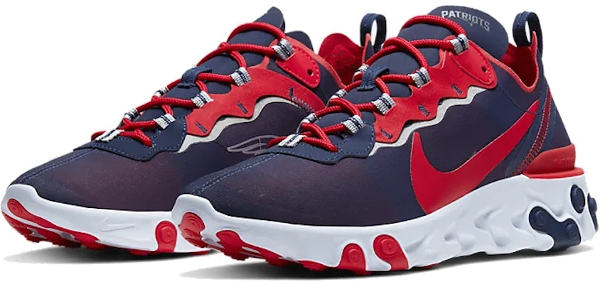 NFL x Nike React Element 55 'New England Patriots' Sepatu Olahraga Terbaru CK4883-400 Lookbook NFL x Nike React Element 55 'New England Patriots' Sepatu Olahraga Terbaru CK4883-400