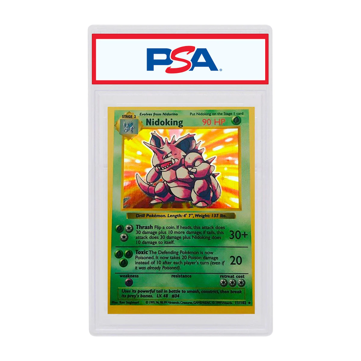 nidoking holographic card PSA 9 MINT It now takes 20 Poison damage instead of 10 after each players turn (even if it was already Poisoned). Pokemon Card - Dragon Frontiers