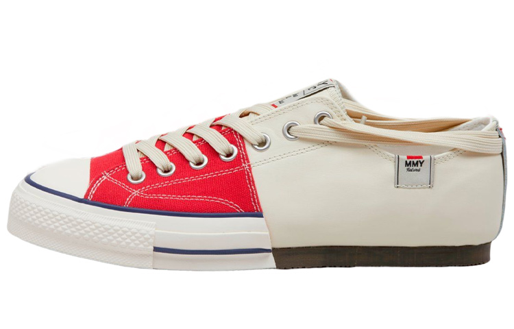 Nigel Cabourn x MIHARA YASUHIRO Red White Patchwork Low-Top Sneakers C08FW702 Red and White