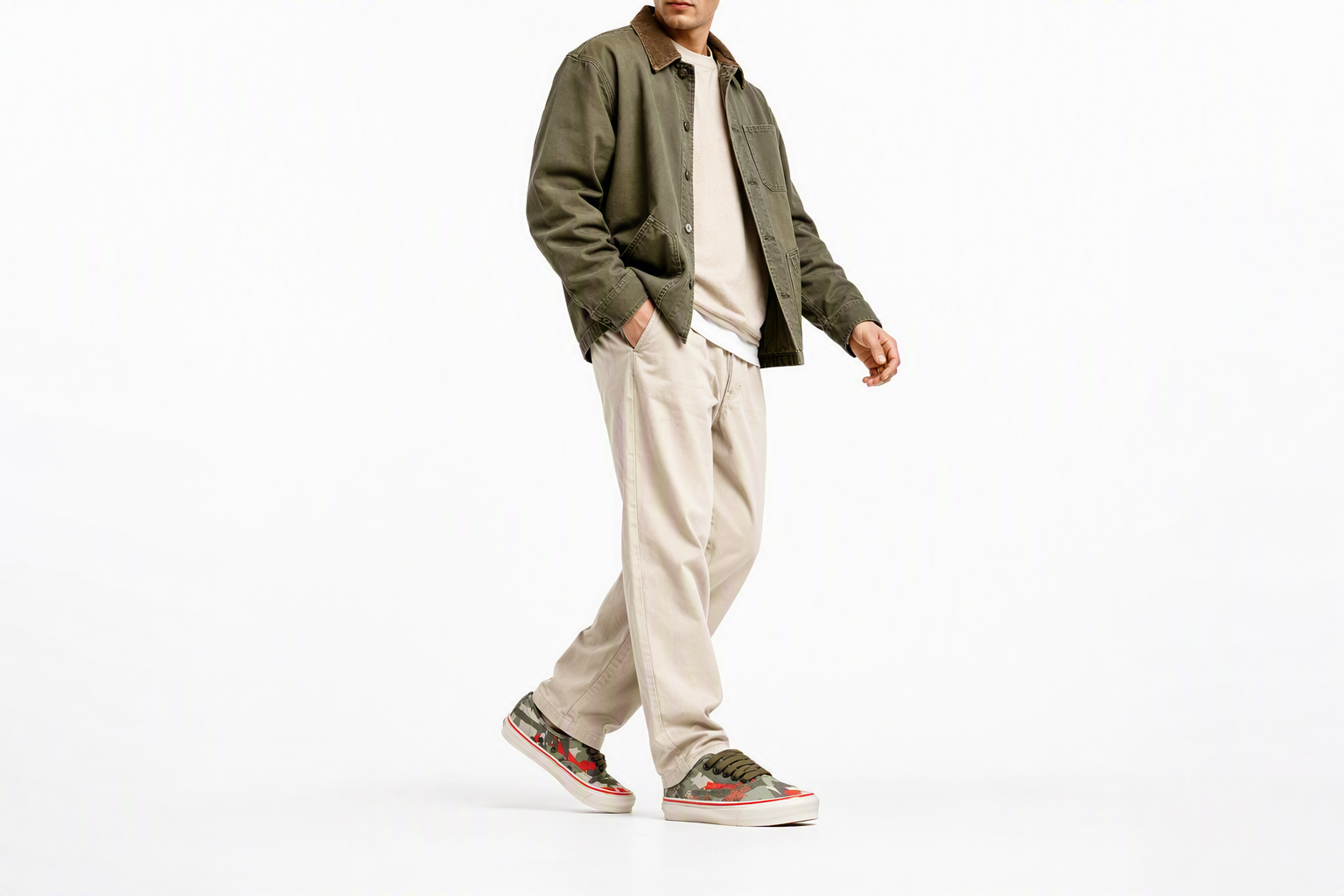 Order Nigel Cabourn x Vans Vault UA OG Authentic LX "Armee Grün Camo" VN0A4BV99RB1
