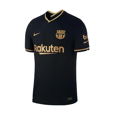 Nike 20-21 Barcelona Black Gold Away Player Jersey Black Soccer Shirt CD4184-011