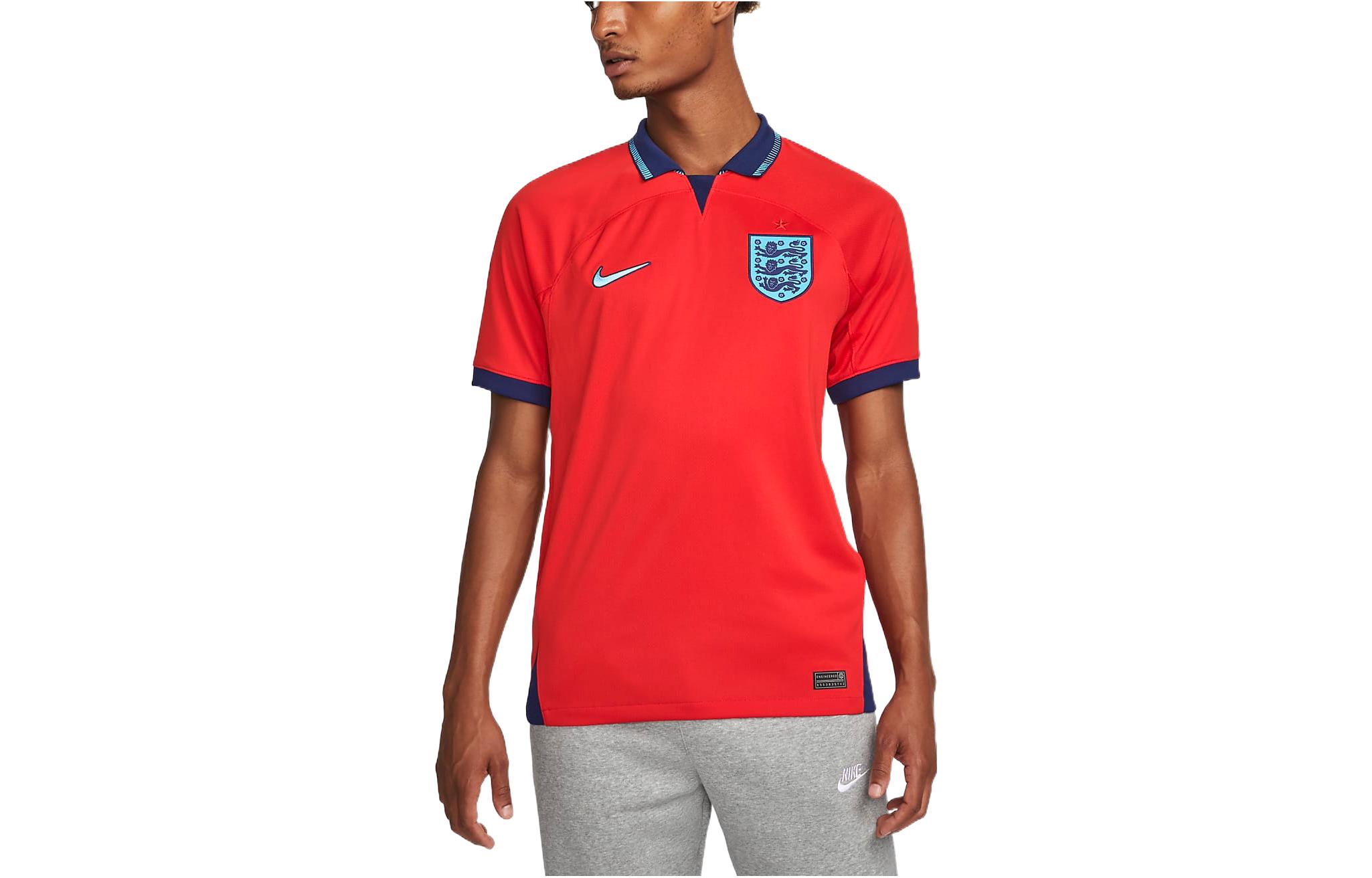 Nike 2022-2023 England Away Polo Logo Football Tee Red Player Edition DN0622-600