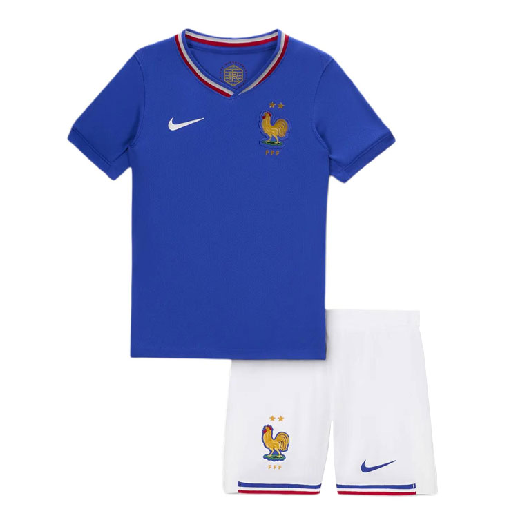 Nike 2024 France Home Kids Fan Soccer Jersey & Shorts Set with Embroidered Logo FJ1599-452
