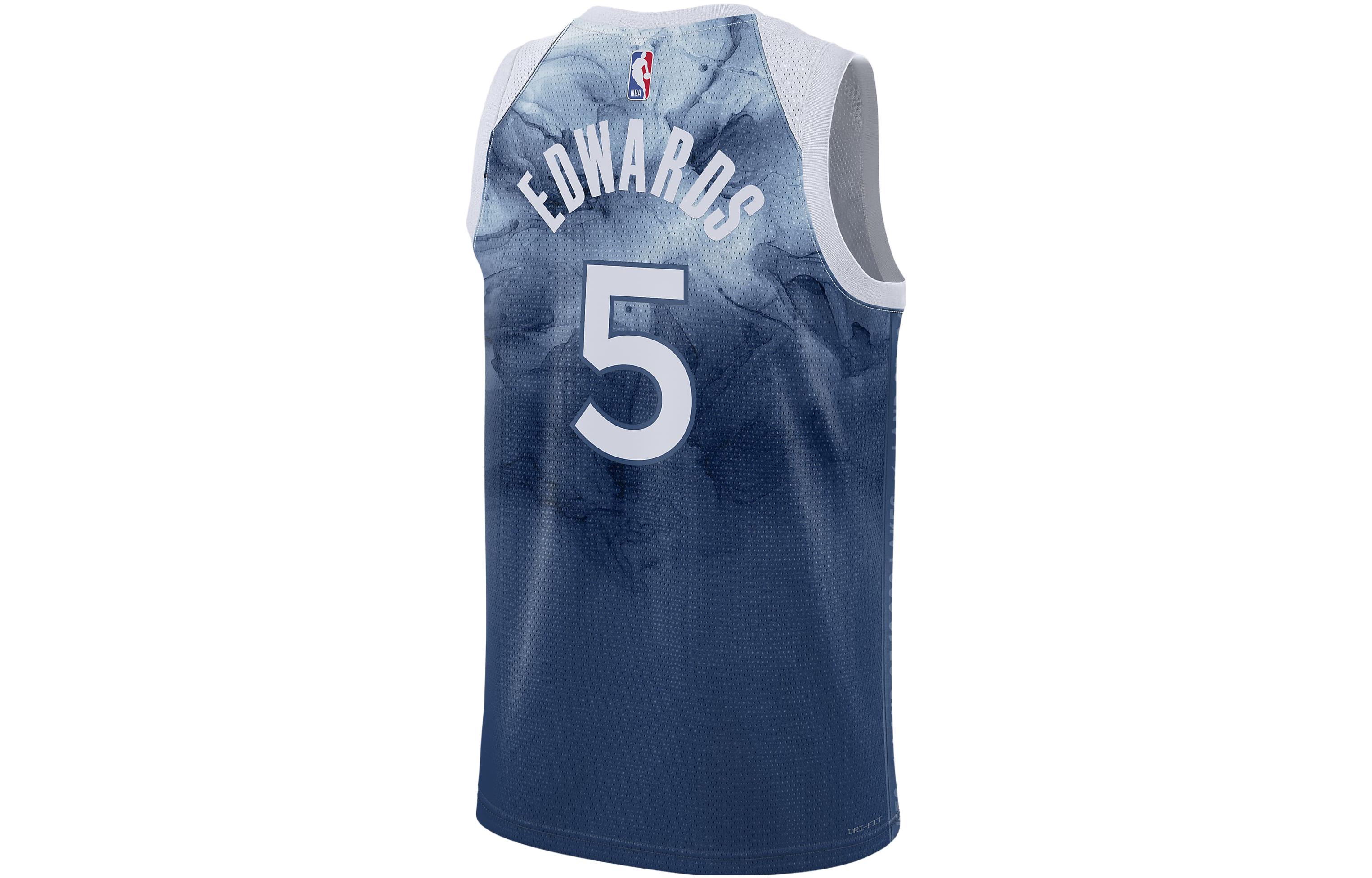 Lookbook 나이키 2023/24 팀버울브스 앤서니 에드워즈 #5 농구 저지 블루. DX8510-481
