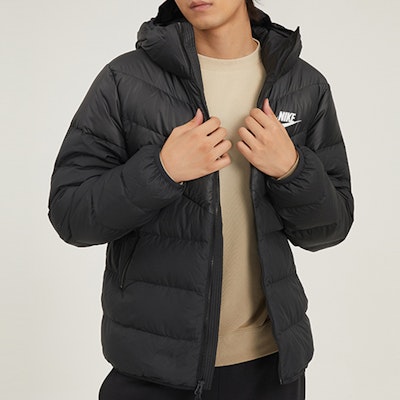 Nike Black Logo Zipper Hooded Down Jacket DV0754-010 Details for Nike Black Logo Zipper Hooded Down Jacket DV0754-010