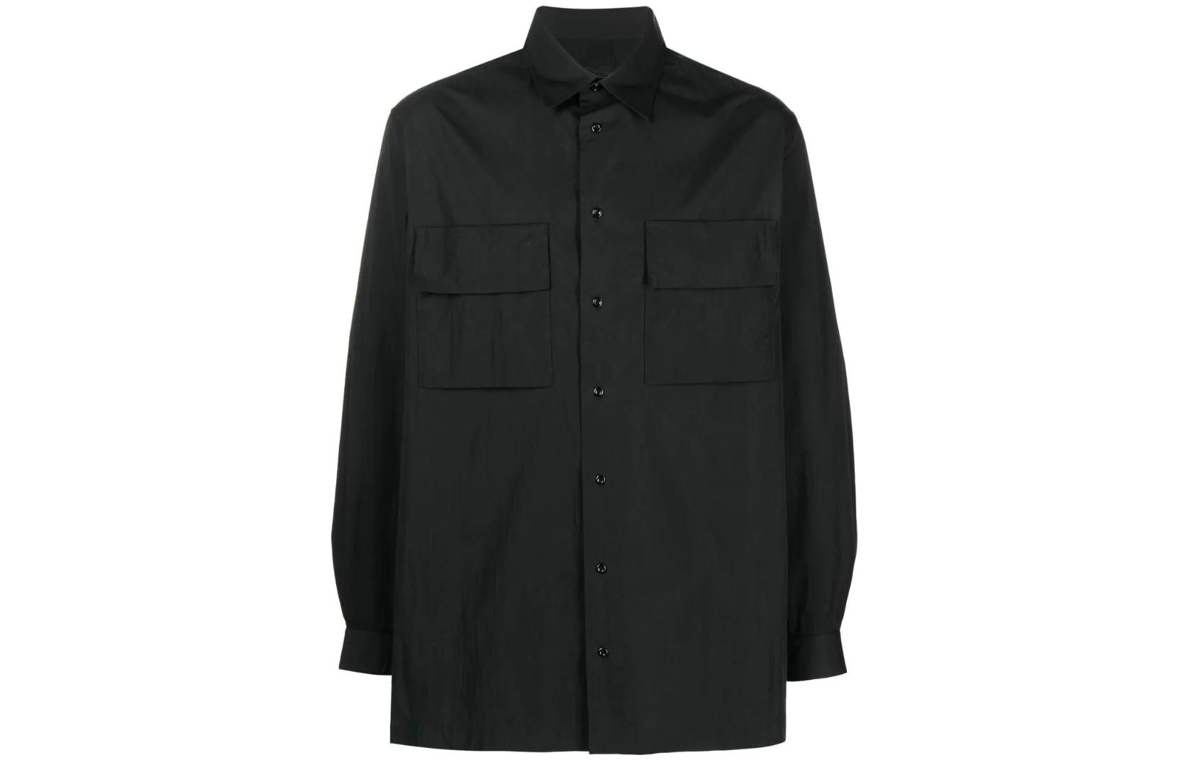Nike  Black Long-Sleeve Woven Shirt with Chest Pocket and Button-Up Design DN4096-010