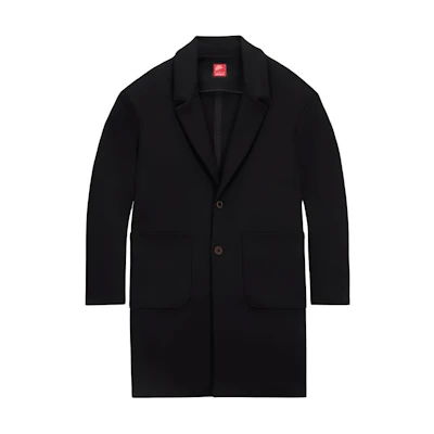 Nike Black Loose Fit Single-Breasted Long Sleeve Trench Coat. FN0602-010