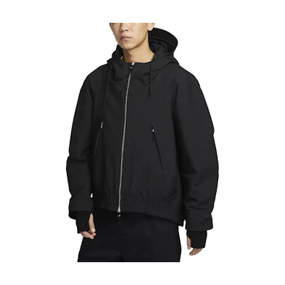 Nike Black Solid Zip-Up Drawstring Hooded Jacket DV7465-010