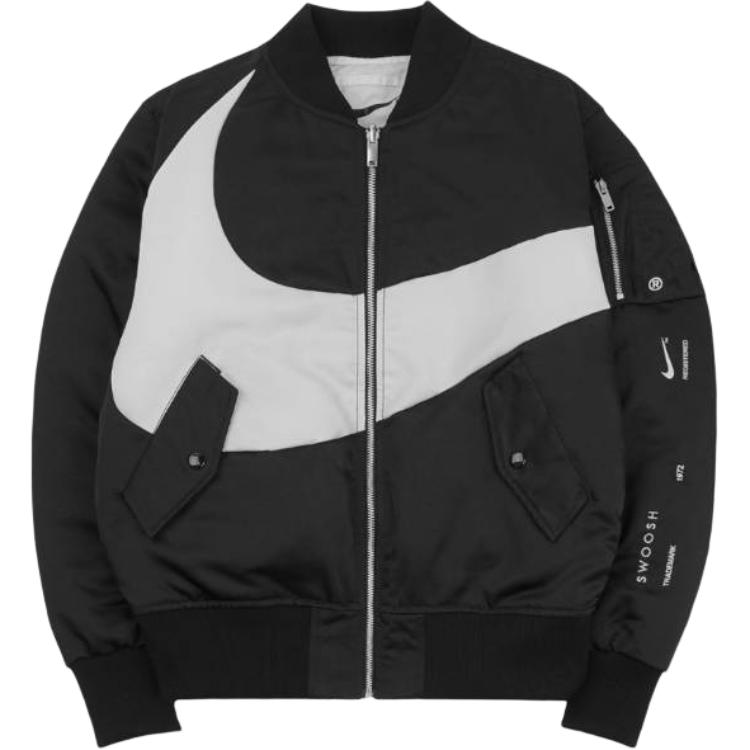 Nike  Black Water-Resistant Bomber Zip Jacket with Baseball Collar. DD6055-010