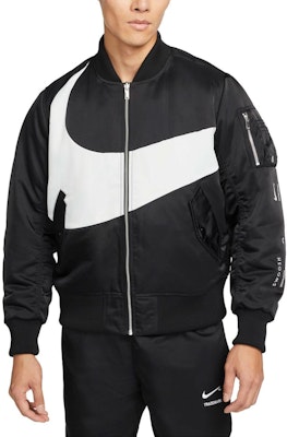 Nike Black Water-Resistant Bomber Zip Jacket with Baseball Collar. DD6055-010 Shop Nike Black Water-Resistant Bomber Zip Jacket with Baseball Collar. DD6055-010