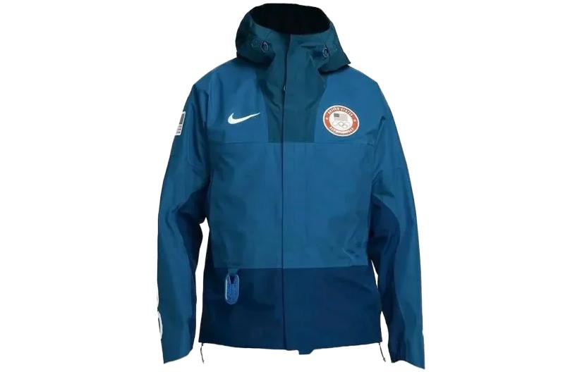 Nike  Blue Colorblock Logo Full-Zip Hooded Jacket. DD8845-492