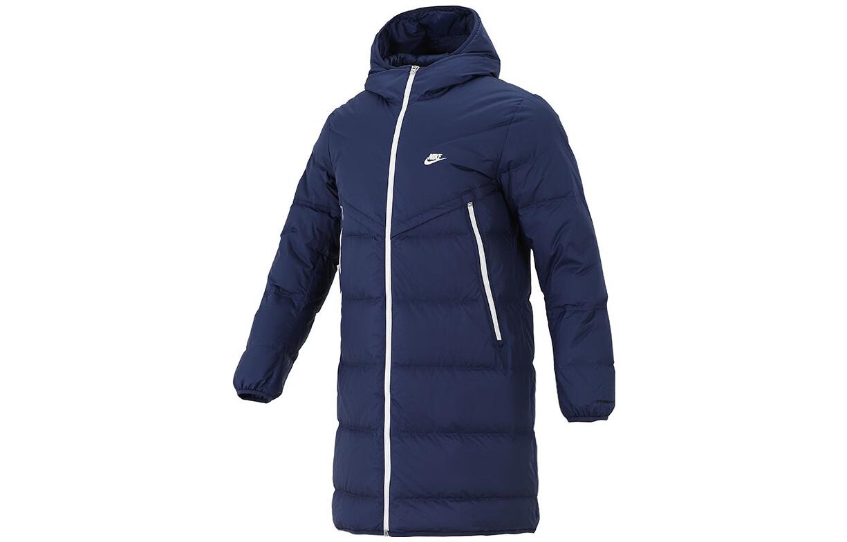 Nike  Blue Quilted Down Jacket with Logo Print, Mid-Length, Windproof Hooded Design. DV0756-410 圖 2