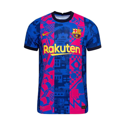 Nike Blue Short-Sleeve Football Shirt with Multicolor Logo Print DB5885-406