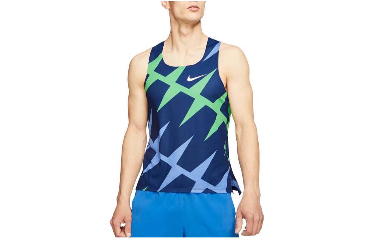 Nike  Blue Sleeveless Running Tank Top with Logo Print - Quick Dry Breathable CZ1030-492