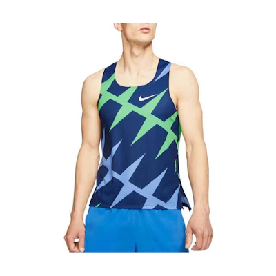 Nike Blue Sleeveless Running Tank Top with Logo Print - Quick Dry Breathable CZ1030-492