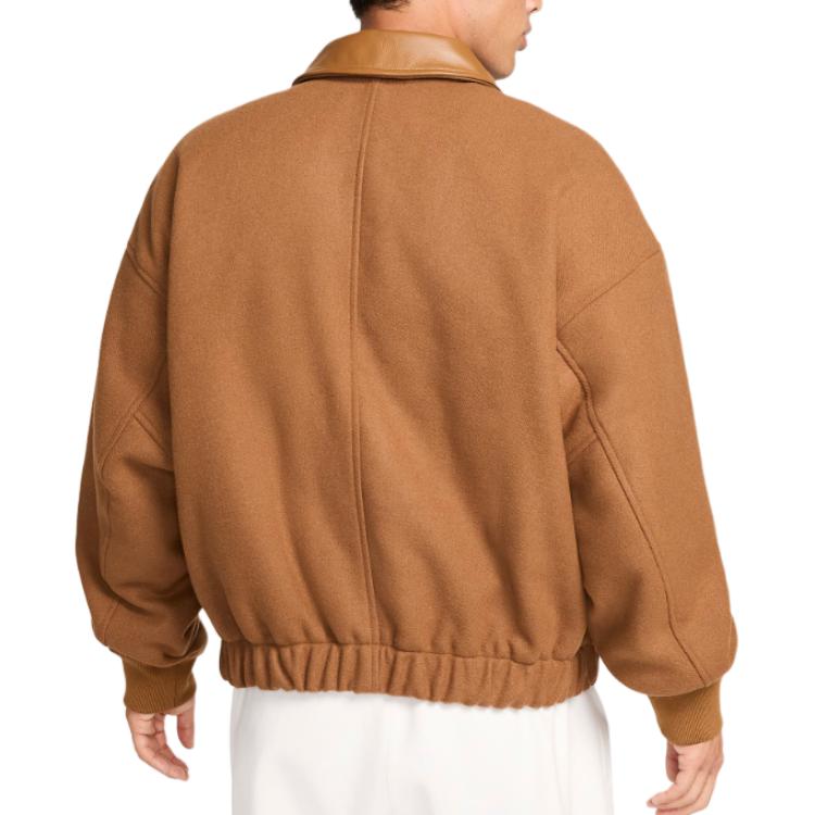 Lookbook Nike Jaket Coklat Lengan Panjang Kolar Besar Single-Breasted Oversized. FZ1168-281