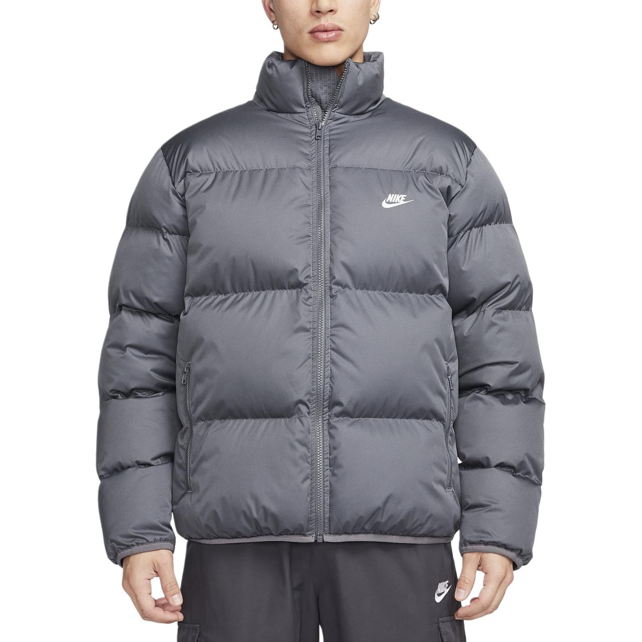 Nike  Grey Logo Print Stand Collar Zip Long Sleeve Jacket FB7369-068 圖 3