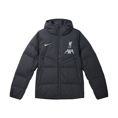 Nike Lightweight Hooded Puffer Jacket with Logo Print - Black FD7140-061