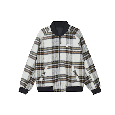 Nike Plaid Reversible Loose-Fit Jacket Brown DR6864-104