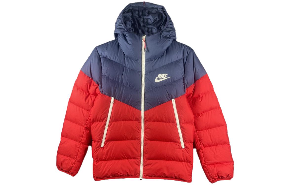 Nike  Red Puffer Jacket with Logo and Zippered Hood. DV0754-410