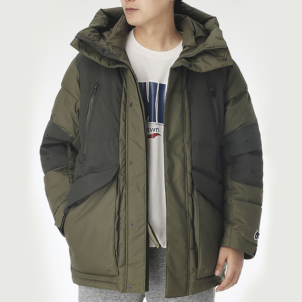 Shop 나이키 탈부착 후드 내구성 따뜻한 다운 자켓 다크 그린 CU4393-222