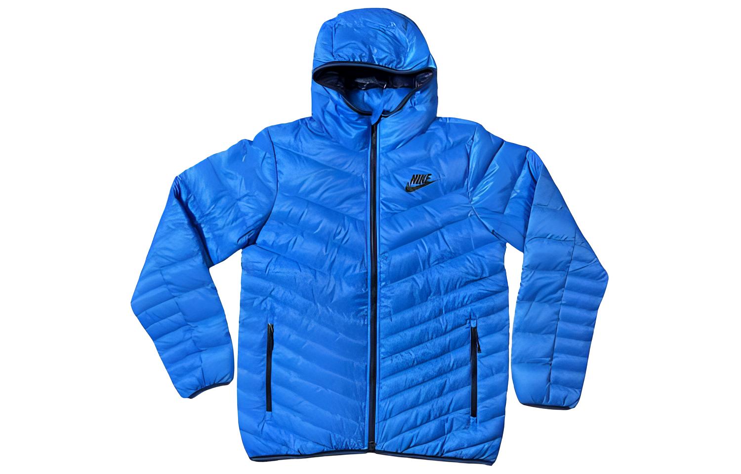 Nike  Solid Blue Hooded Zip Puffer Jacket 541457-406