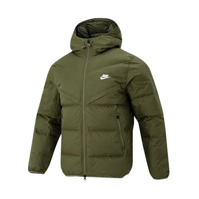 Nike Solid Color Short Hooded Quilted Down Jacket Green FZ1103-222