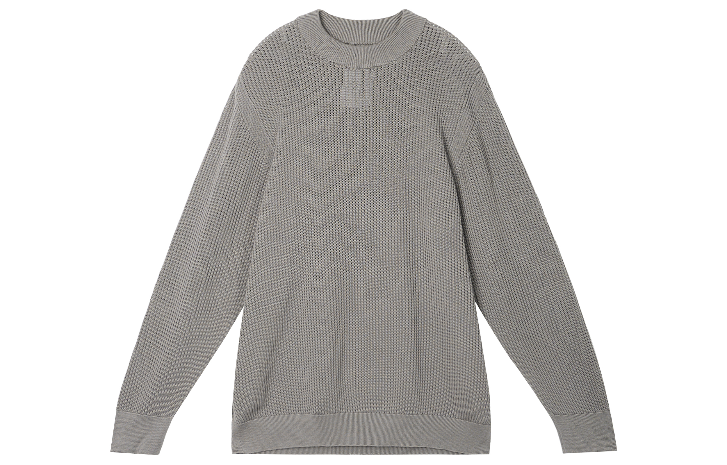 Nike  Solid Gray Crewneck Knit Sweater Long Sleeve Wolf Grey DN4102-012 圖 2