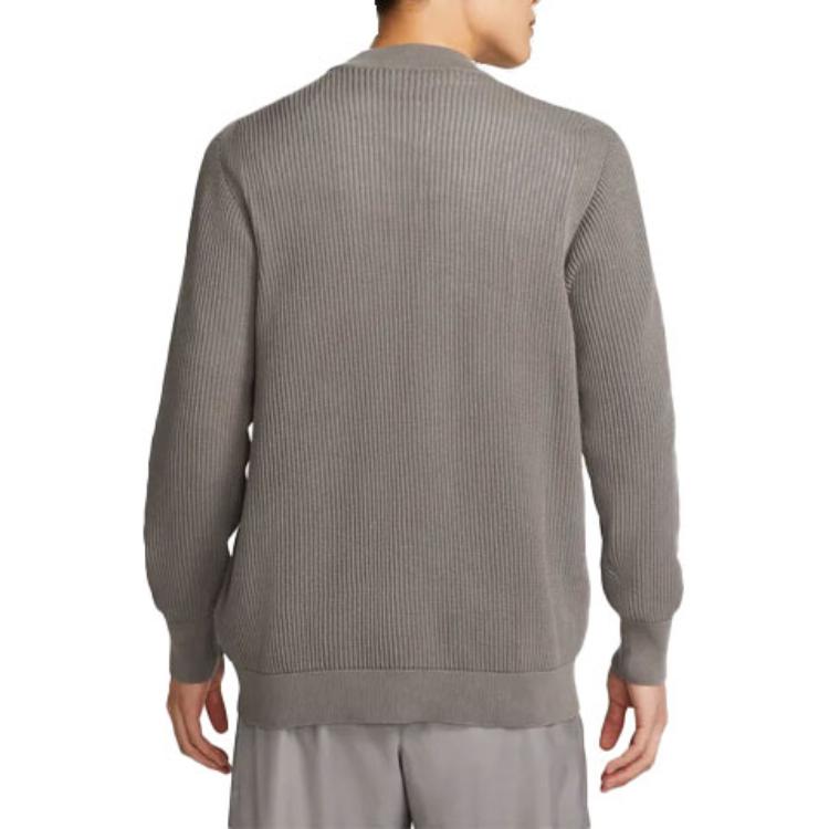 Nike  Solid Gray Crewneck Knit Sweater Long Sleeve Wolf Grey DN4102-012 圖 5