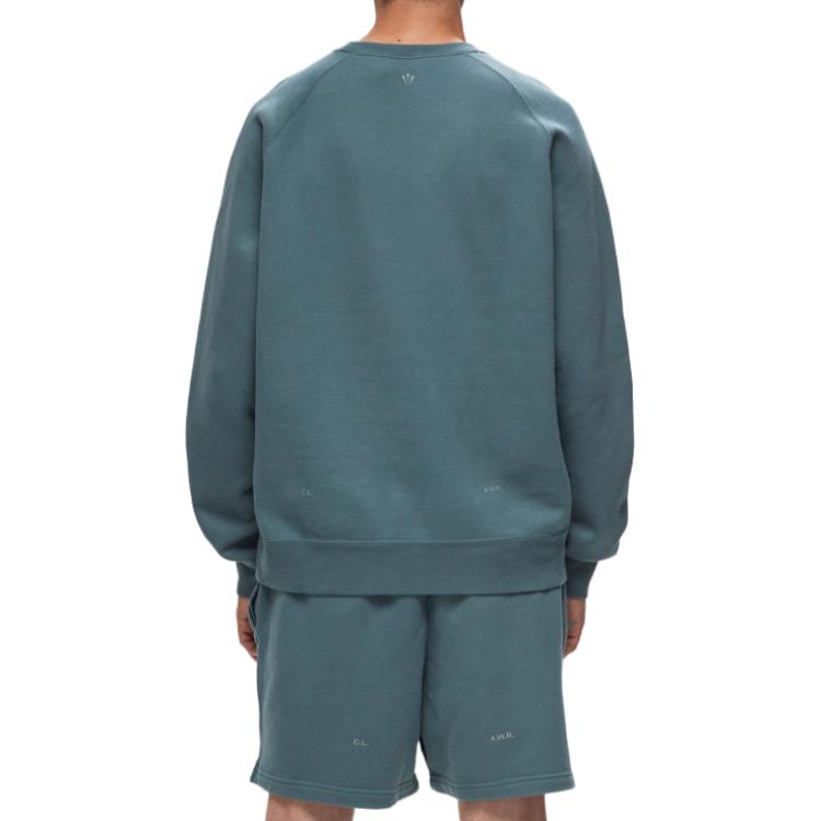 Shop Nike  Solid Logo Print Raglan Crewneck Sweatshirt Mineral Slate FN8160-382