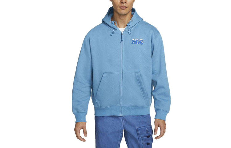 Nike ACG Fleece-Lined Zip-Up Sweatshirt Blue Letter Print Design DM4331-469
