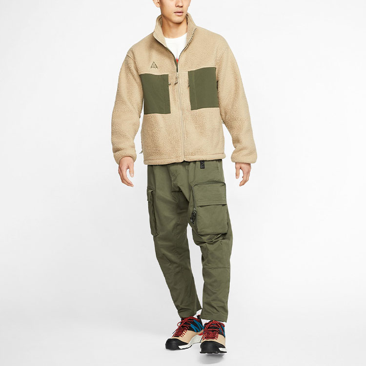 Shop 나이키 ACG 플리스 재킷 옐로우 브라운 대비 포켓 아우터웨어 CT2950-247