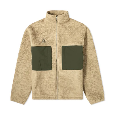 Nike ACG Logo Fleece Jacket with Colorblock Pockets - Khaki CT2949-247