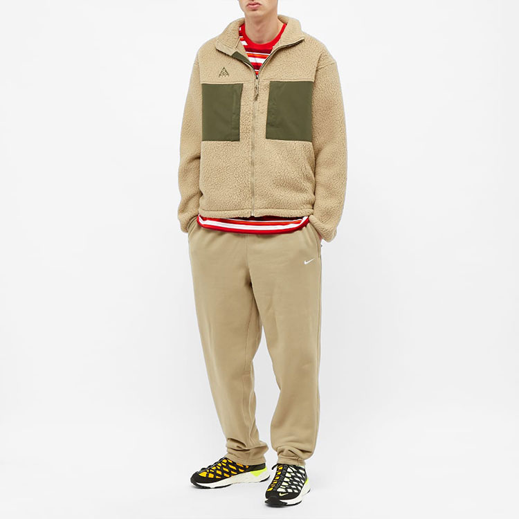Lookbook 나이키 ACG 로고 플리스 재킷 컬러블록 포켓 - 카키 CT2949-247