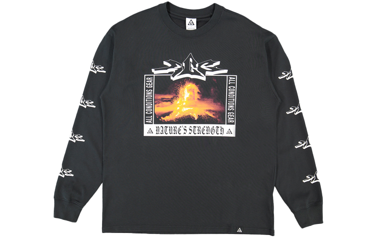 Nike ACG Printed Crewneck Pullover Sweatshirt Black Mens DJ1140-010