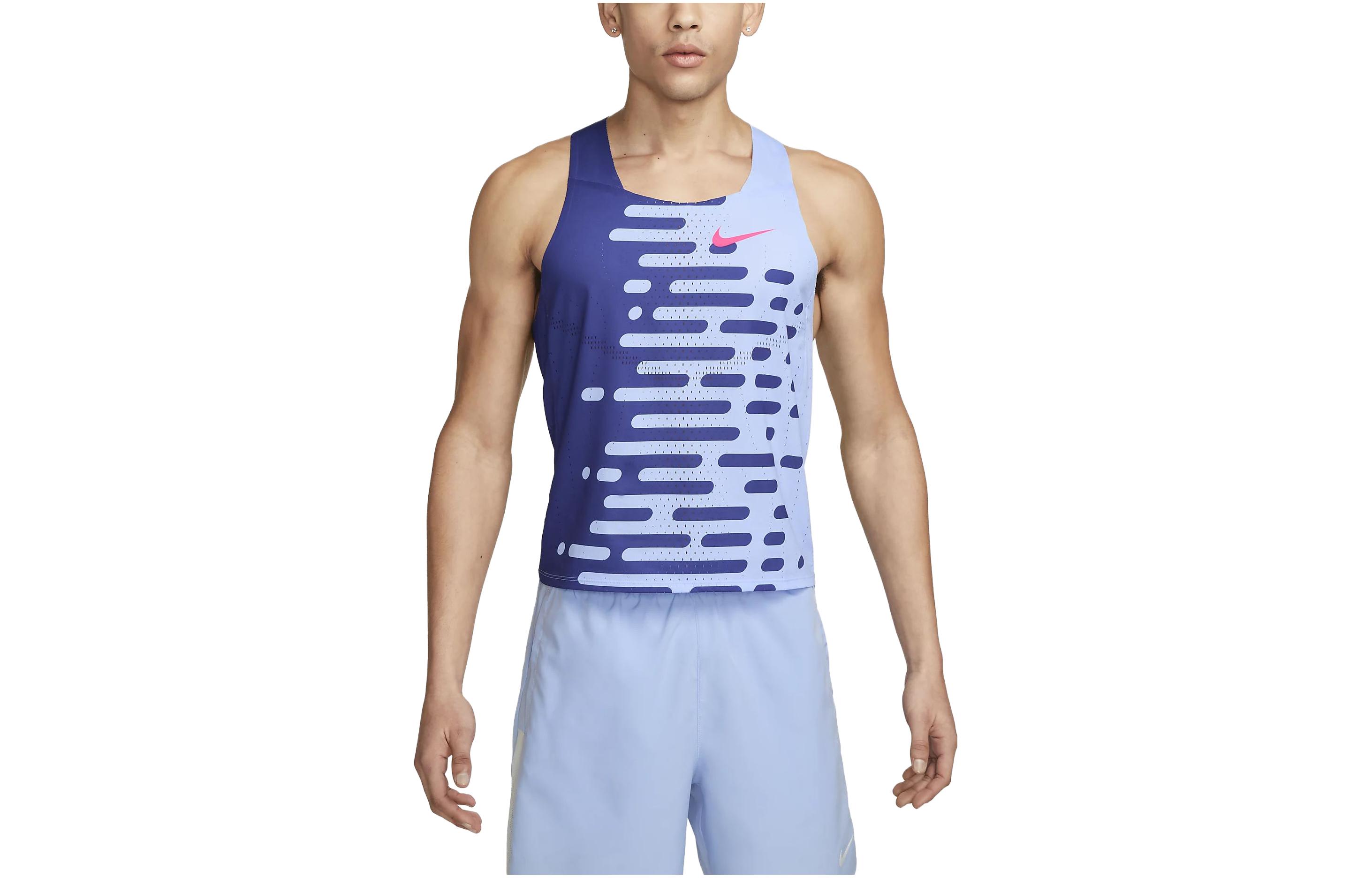 Order 나이키 에어로스위프트 블루 마라톤 러닝 탱크탑 로고 프린트 DV7715-455
