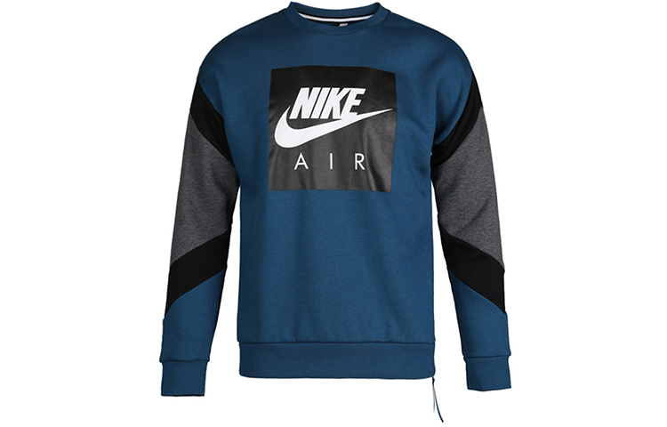 Nike Air Crew Fleece Pullover Sweatshirt Men’s Casual Blue Colorblock 928636-474