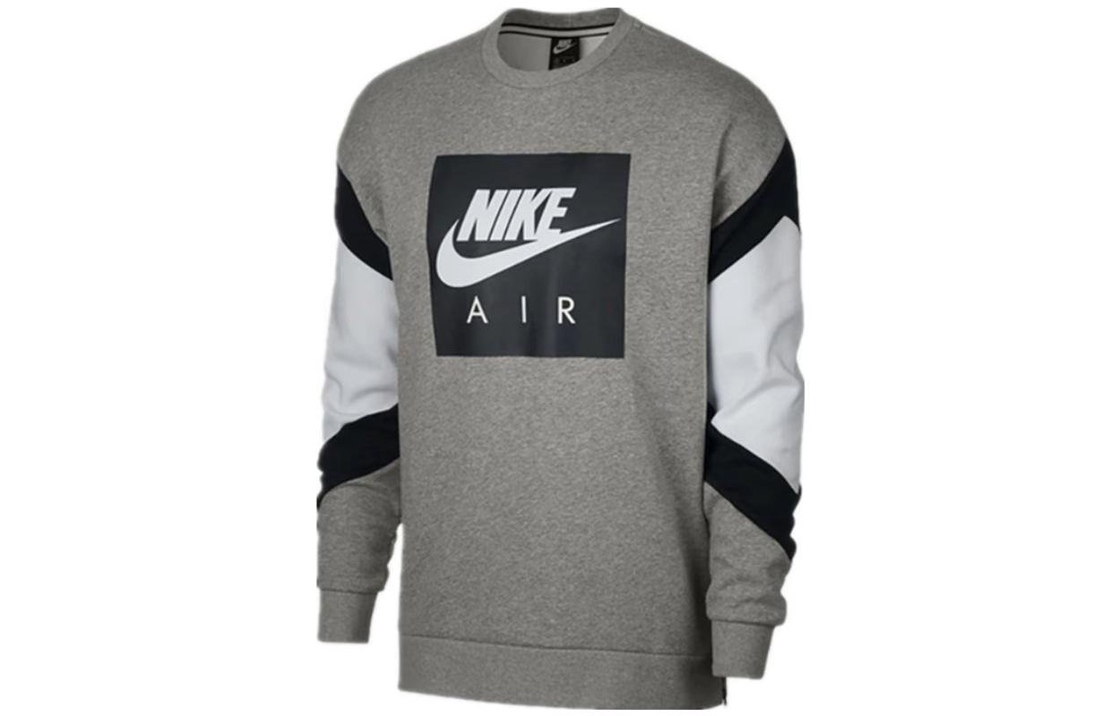 Order Nike Air Crew Fleece Vintage Colorblock Pullover Sweatshirt Men Grey/White 928636-063