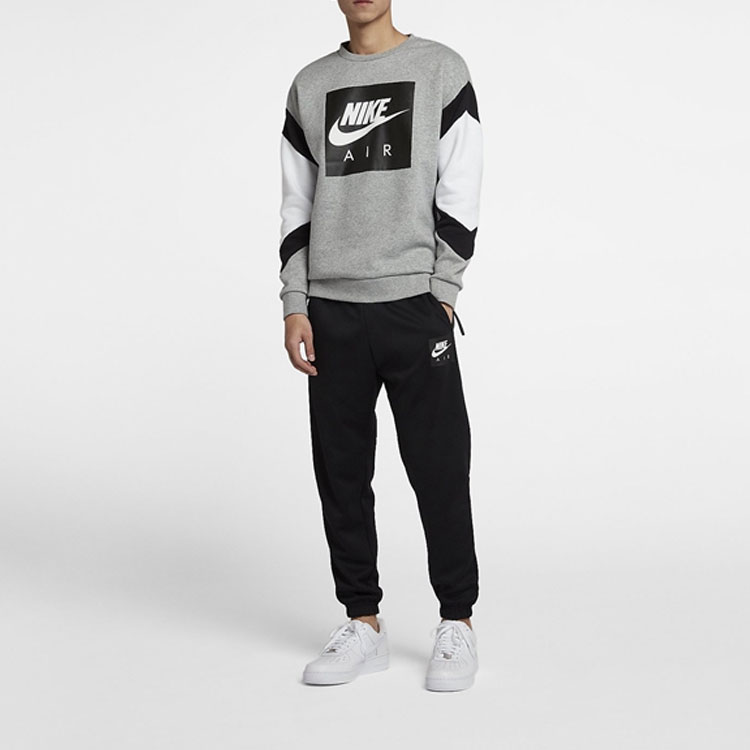 Shop Nike Air Crew Fleece Vintage Colorblock Pullover Sweatshirt Men Grey/White 928636-063