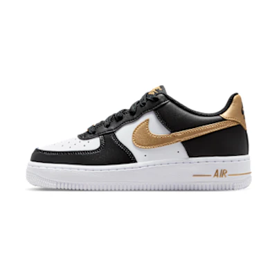 (Youth) Nike Air Force 1 Black/Black/White/Metallic Gold