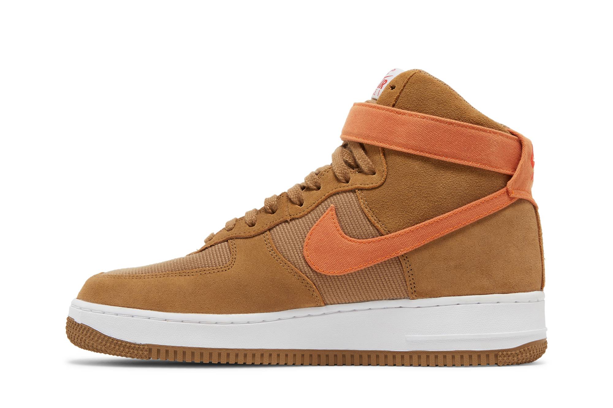Nike Air Force 1 High Brown Suede Orange Canvas DH7566-200 Nicesnk