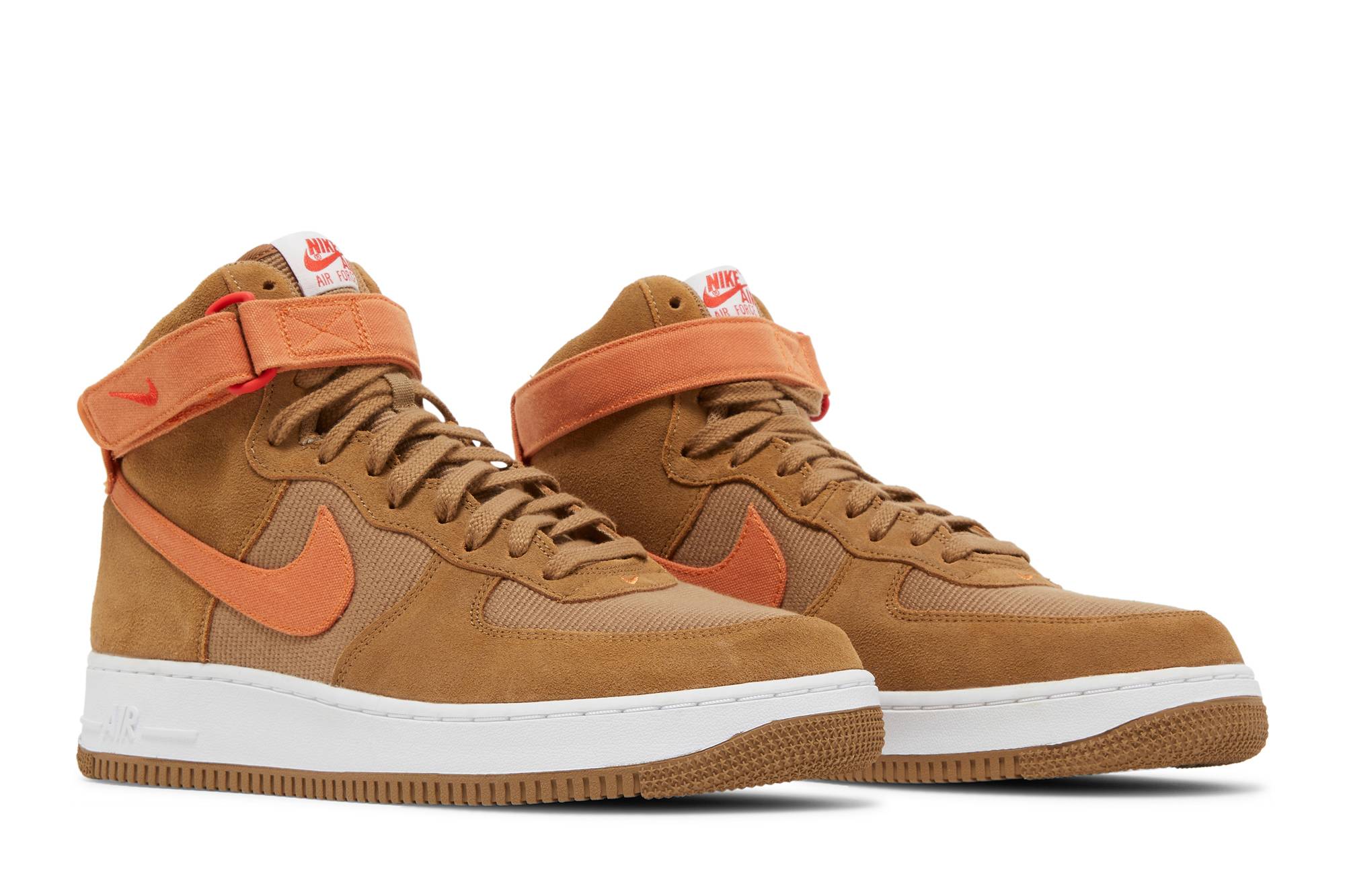 Nike Air Force 1 High Brown Suede Orange Canvas DH7566-200 Nicesnk