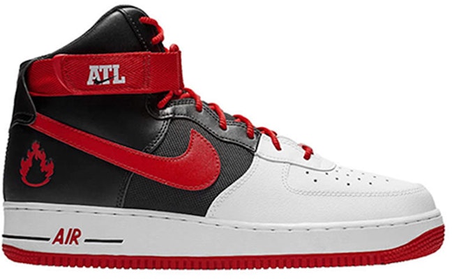 Nike Air Force 1 High Atlanta Away 亞特蘭大 耐磨 高筒 板鞋 男款 黑紅火焰 Order Nike Air Force 1 High Atlanta Away 亞特蘭大 耐磨 高筒 板鞋 男款 黑紅火焰