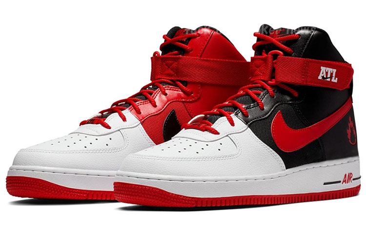Lookbook Nike Air Force 1 High Atlanta Away 亞特蘭大 耐磨 高筒 板鞋 男款 黑紅火焰