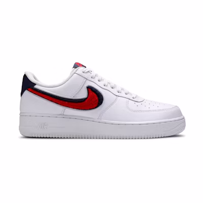 Nike Air Force 1 Low 3D Chenille Swoosh 'White Red Blue'