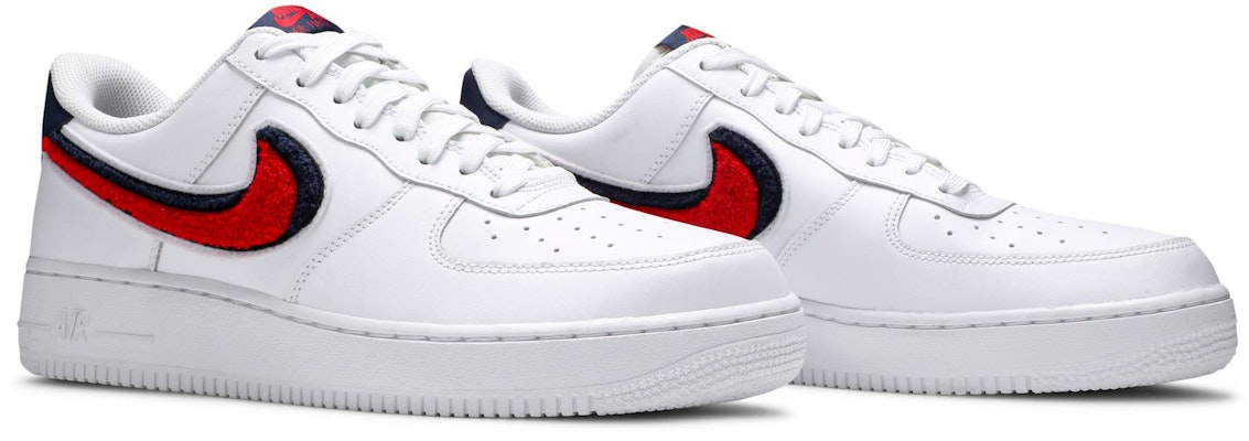 Nike Air Force 1 Low 3D Chenille Swoosh 'White Red Blue'