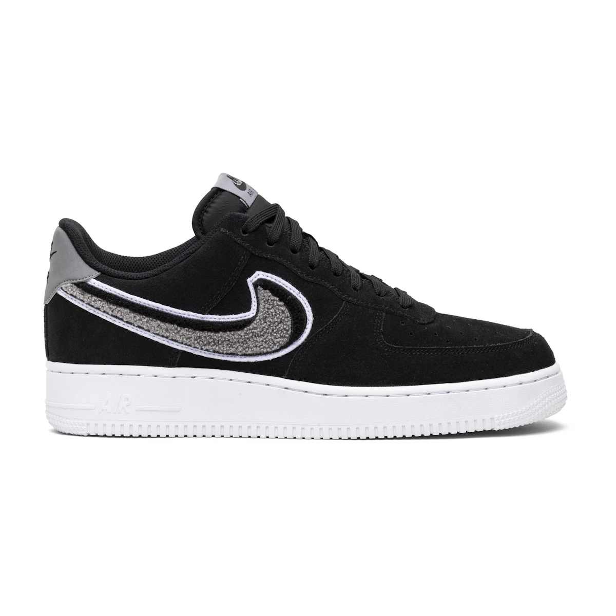 Nike Air Force Low 3D Chenille Swoosh Hitam Abu-Abu Keren 823511-014